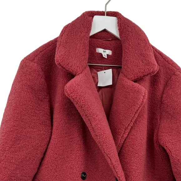 BP Pink Teddy Fleece Pea Coat Size Medium - Picture 2 of 6